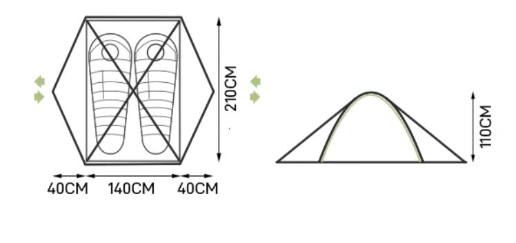 Moonta 1-2 Persons Tent (Orange)