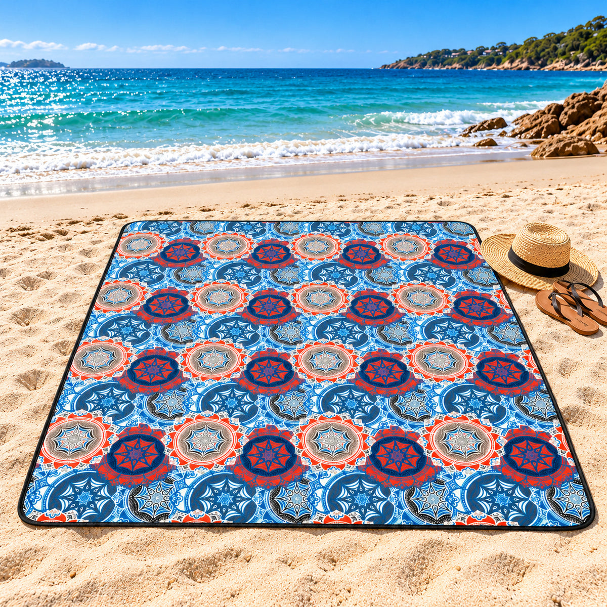 Ocean Mosaic Large Picnic Mat 200cm x 200cm