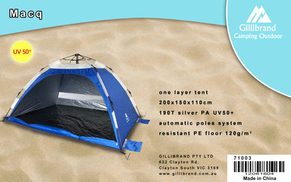 Macq 2 Persons instant beach/camping 2 in 1 Tent