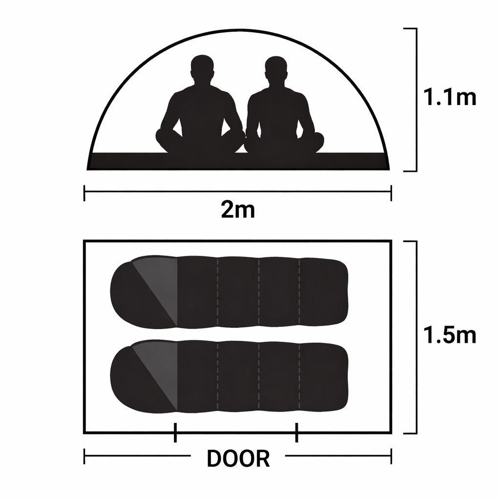 Macq 2 Persons instant beach/camping 2 in 1 Tent