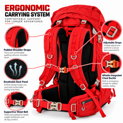 BUBUMI 68L Hiking Backpack with Rain Cover – Outdoor Travel Pack