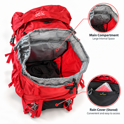 BUBUMI 68L Hiking Backpack with Rain Cover – Outdoor Travel Pack