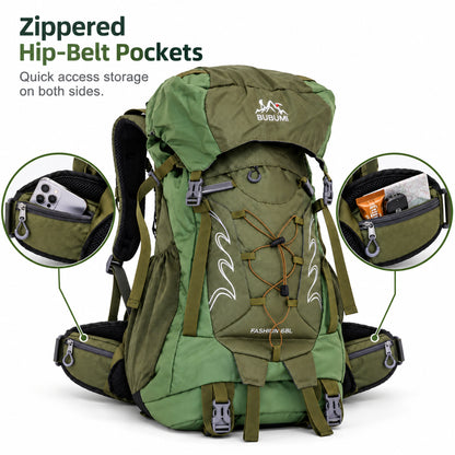 BUBUMI 68L Hiking Backpack with Rain Cover – Lightweight Camping & Travel Rucksack