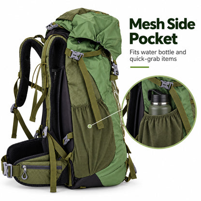 BUBUMI 68L Hiking Backpack with Rain Cover – Lightweight Camping & Travel Rucksack